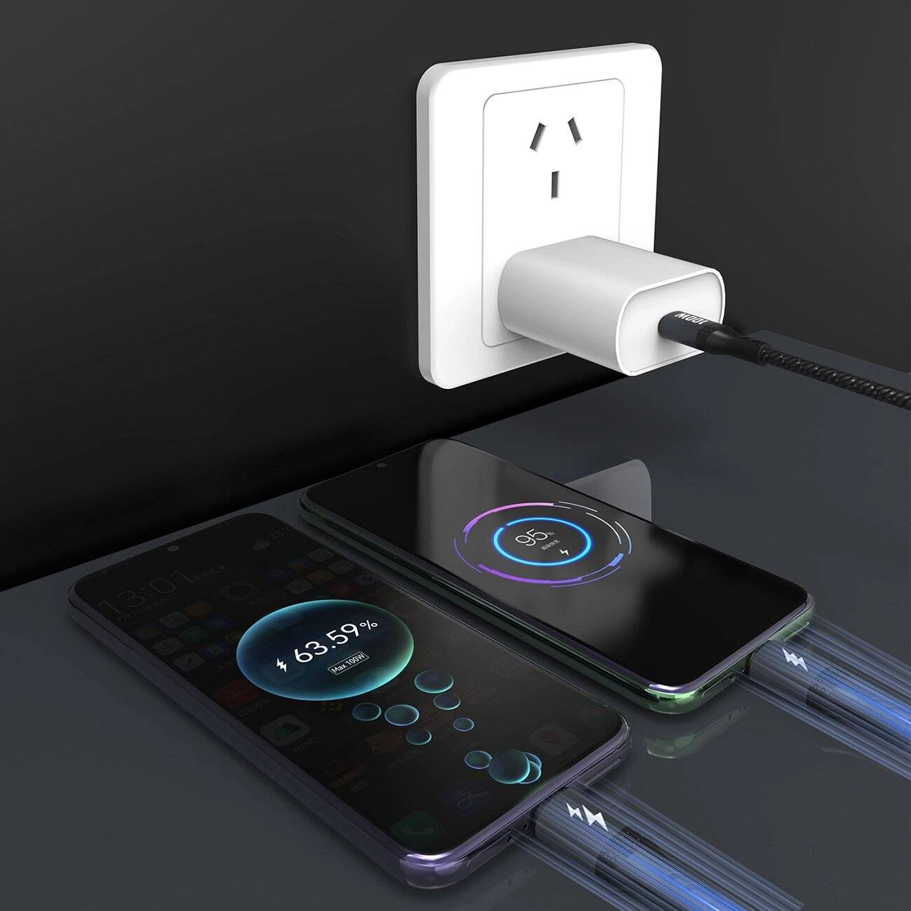 Dudao L3F 2in1 Kabel 100W 1,2m 2 x USB-C - Schwarz