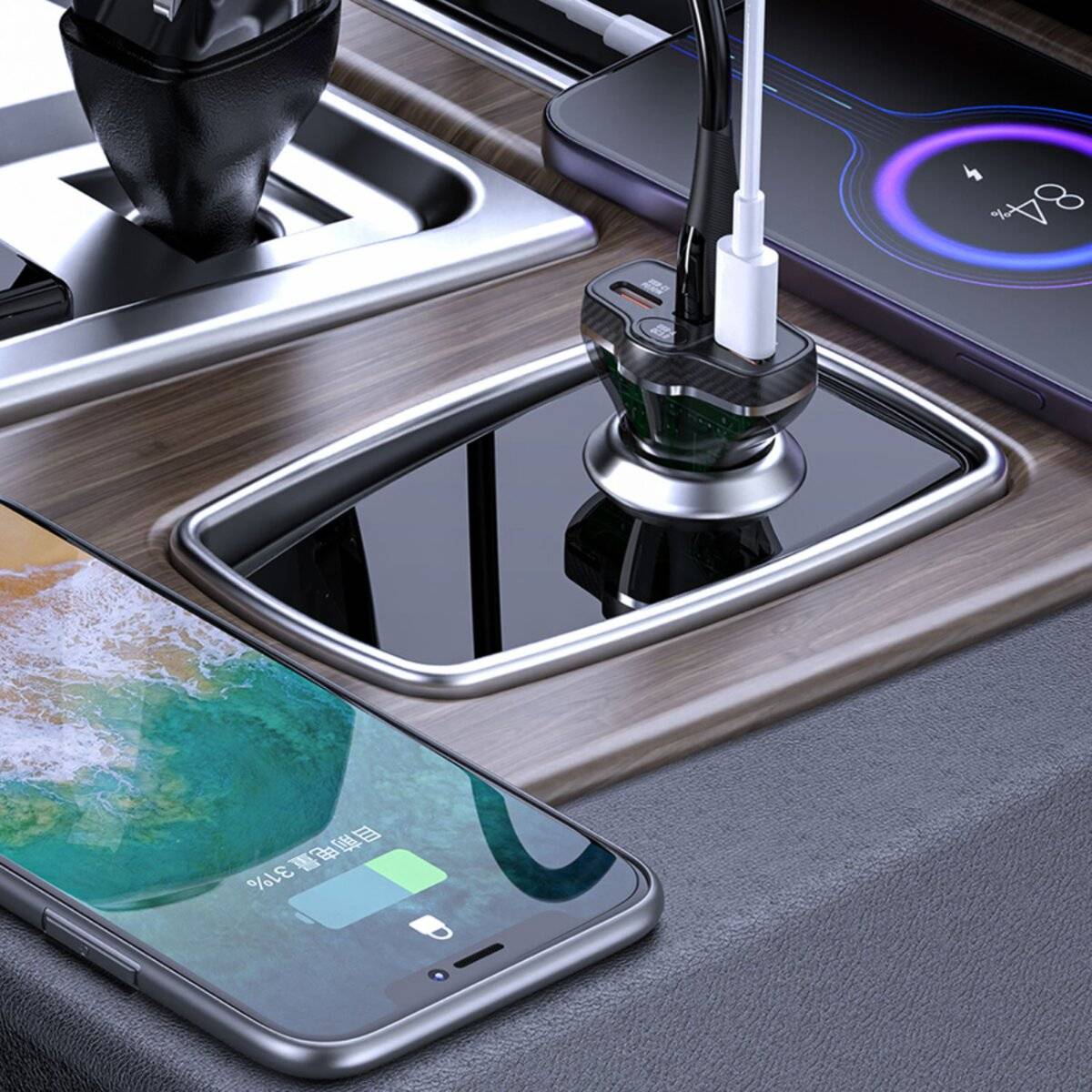 Dudao R78 78W USB-C PD / 2xUSB-A QC Autoladegerät – Schwarz