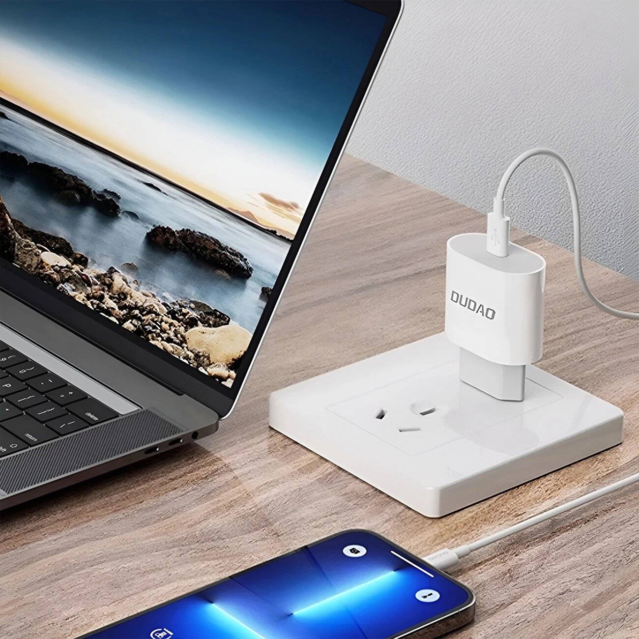Dudao A14EUC PD 20W USB-C Wandladegerät Kabel – Weiß
