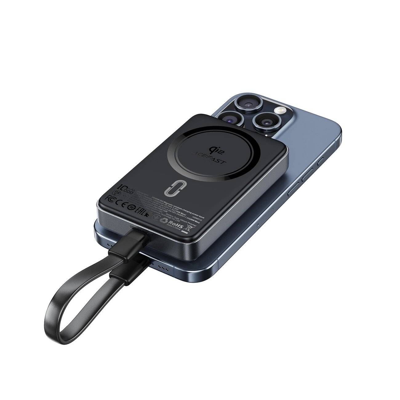 Acefast M11-10000 30W Qi2 Magnetische Powerbank MagSafe - Schwarz