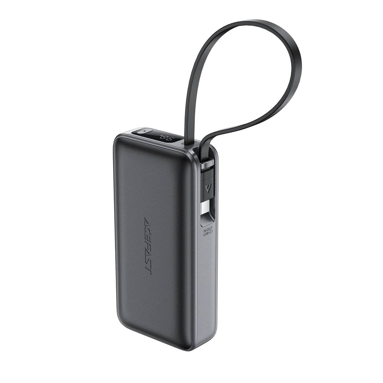 Acefast M7-10000 PD30W Powerbank integriertem Kabel – Schwarz