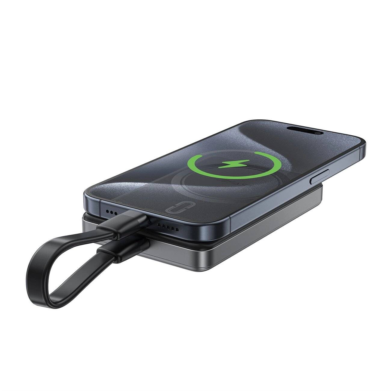 Acefast M12-10000 PD20W Powerbank Ultra-Slim, MagSafe-kompatibel – Schwarz