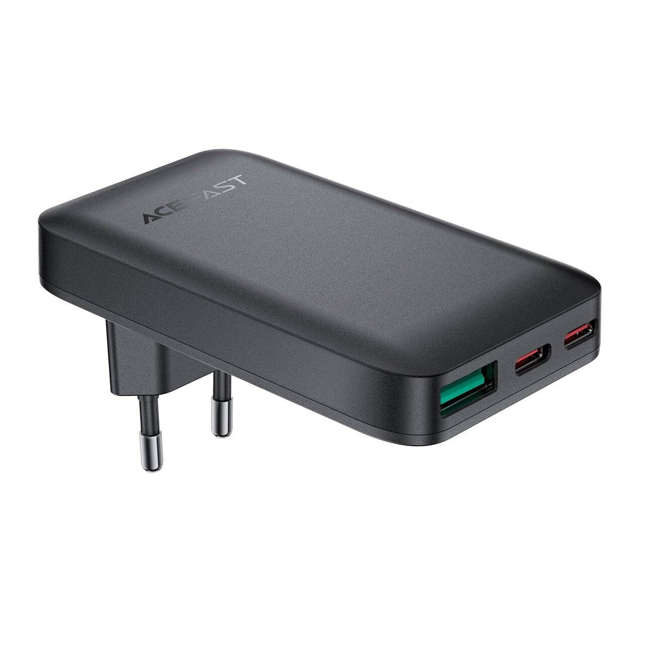 Acefast A100 65W GaN 2 USB-C+ USB-A Ladegerät ultradünn – Schwarz