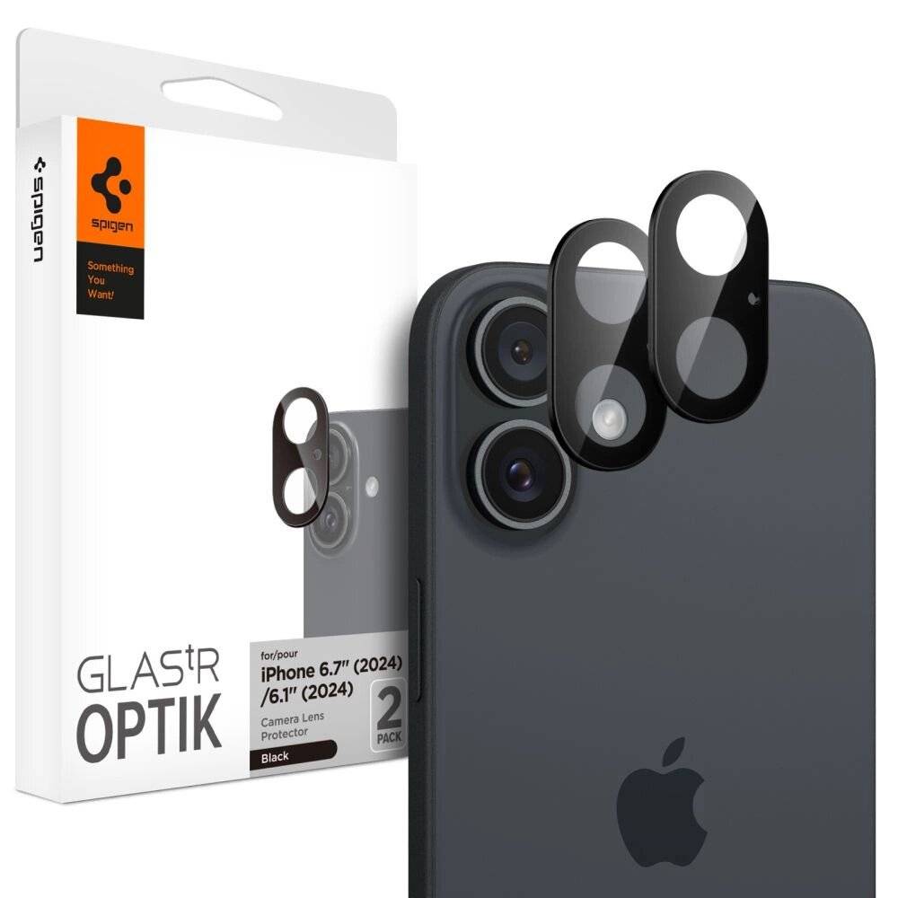 Spigen Optik GLAS.TR Kameraschutz 2-PACK iPhone 16 / PLUS – Schwarz