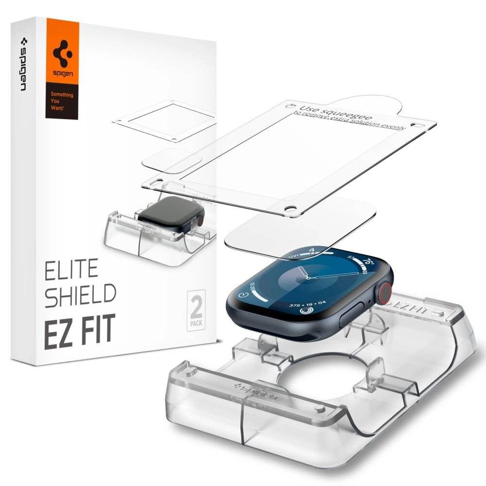 Spigen Elite Shield „EZ FIT“ 2-PACK Hybridglas Apple Watch 10 42 MM – transparent