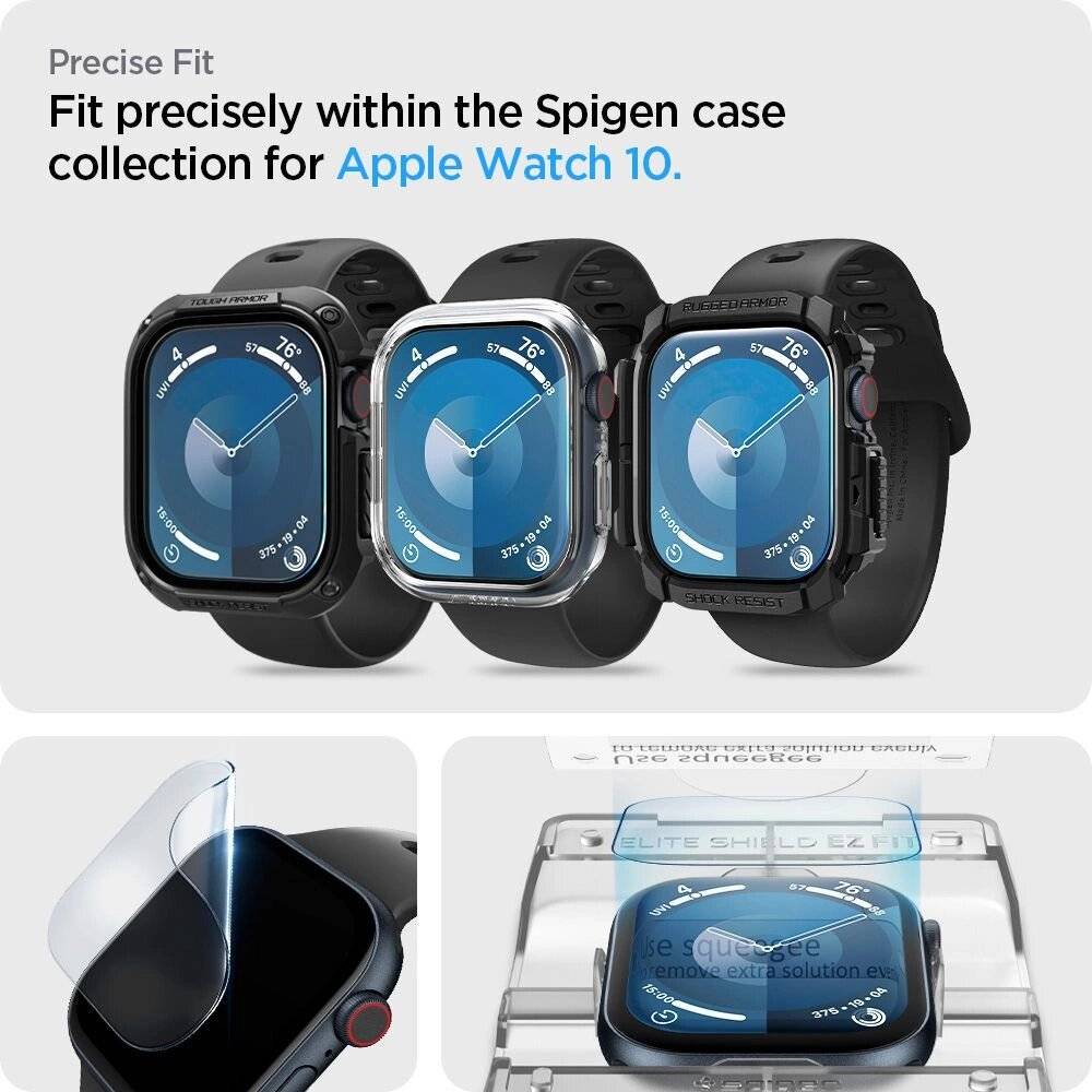 Spigen Elite Shield „EZ FIT“ 2-PACK Hybridglas Apple Watch 10 42 MM – transparent
