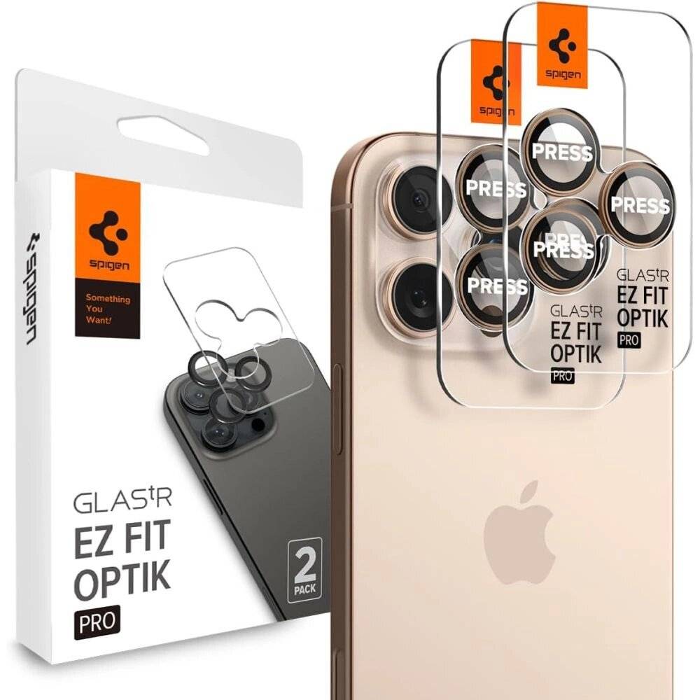 Spigen Optik Pro GLAS.TR „EZ FIT“ Kameraschutz 2er-PACK iPhone 16 / Max – braun