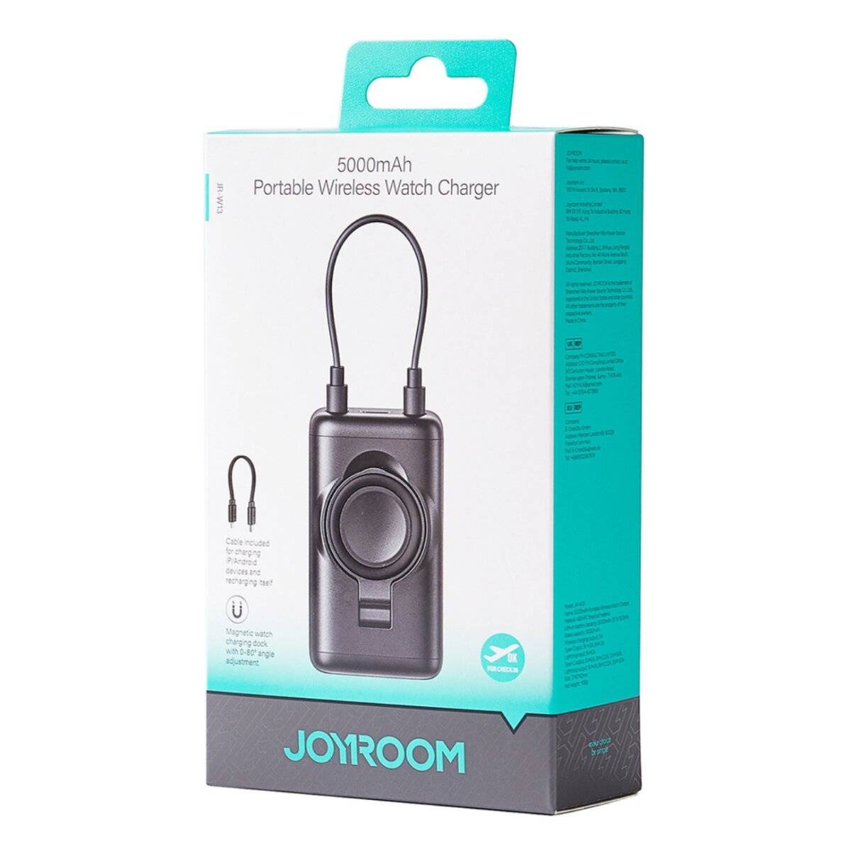 Joyroom JR-W13 5000 mAh Wireless Power Bank für Apple Watch + USB-C und Lightning – Schwarz