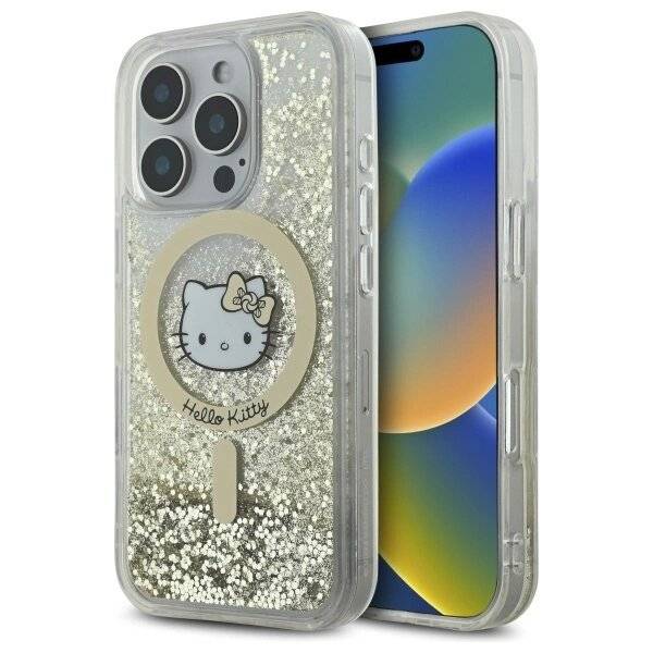 Hello Kitty Liquid Glitter Fever MagSafe Hülle iPhone 16 Pro – Gold