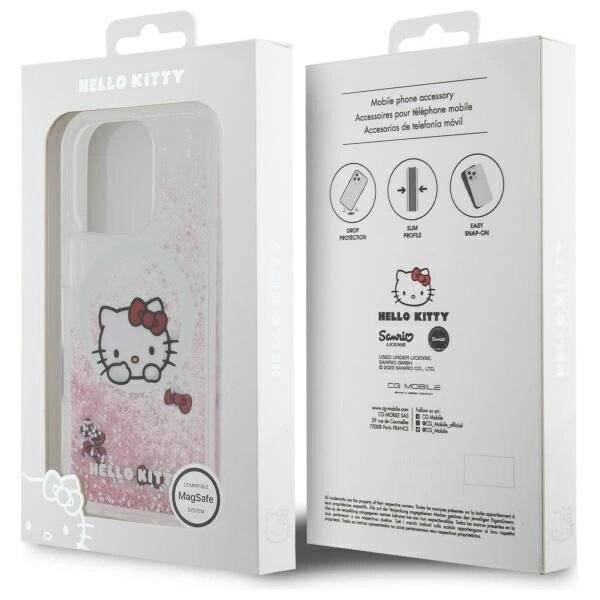 Hello Kitty Liquid Glitter Sweet Bows MagSafe Hülle iPhone 16 Pro – Weiß