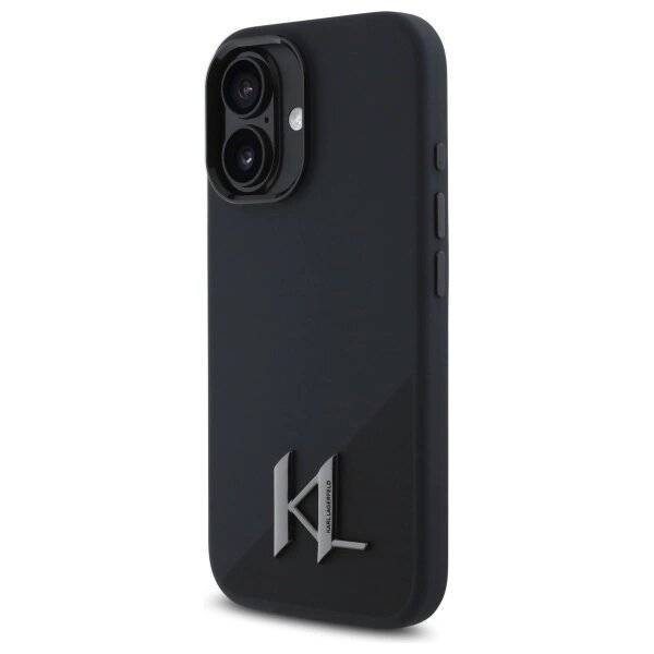 Karl Lagerfeld Silikon Shadow Metal Initial MagSafe Hülle iPhone 16 – Schwarz