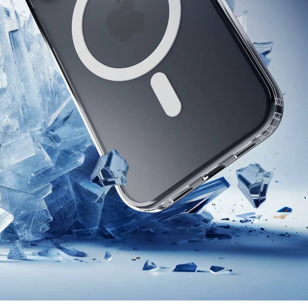 Eine Hand hält ein Telefon mit einer Schutzfolie mit Schilddesign. Daneben befindet sich umweltfreundliche Verpackung für das '3mk HardGlass Max Eco'.