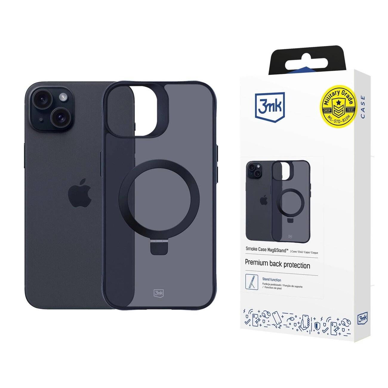 3mk Smoke Case Mag&Stand Hülle Apple iPhone 15 plus – Schwarz