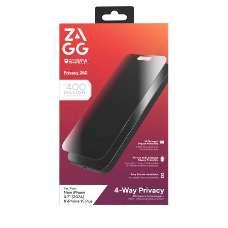 ZAGG InvisibleShield Glass Elite Privacy 360 Sichtschutzglas iPhone 15 Plus / 16