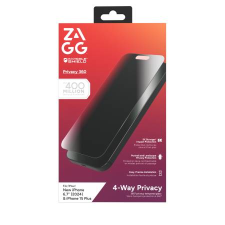 ZAGG InvisibleShield Glass Elite Privacy 360 Sichtschutzglas iPhone 15 Plus / 16