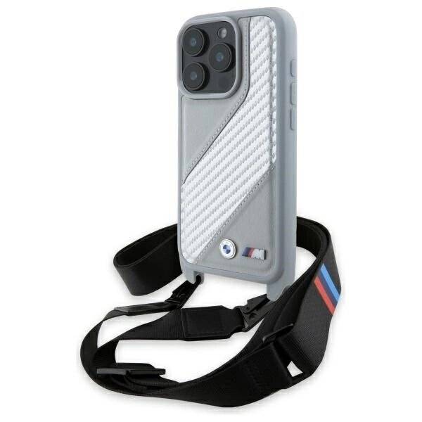 BMW M Edition Carbon Stripe & Strap Hülle iPhone 16 Pro – Grau