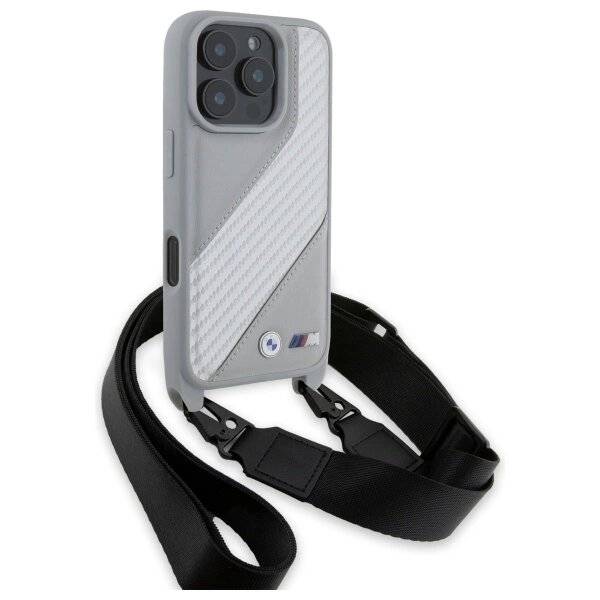BMW M Edition Carbon Stripe & Strap Hülle iPhone 16 Pro – Grau