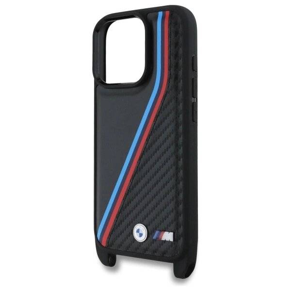 BMW M Edition Carbon Tricolor Lines & Strap Hülle iPhone 16 Pro – Schwarz