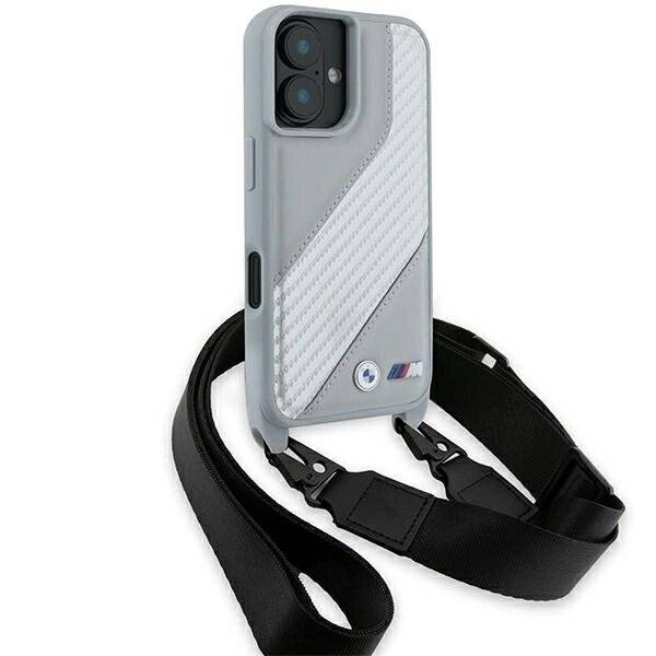 BMW M Edition Carbon Stripe & Strap Hülle iPhone 16 – Grau