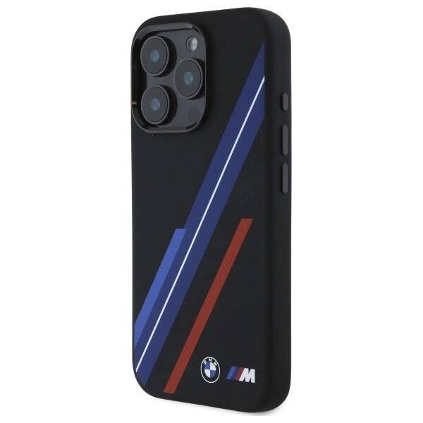 BMW Silikon Random Lines MagSafe Hülle iPhone 16 Pro Max – schwarz