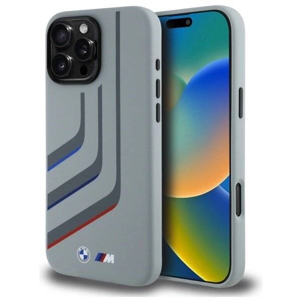 BMW Silikon Turning Lines MagSafe Hülle iPhone 16 Pro Max – grau