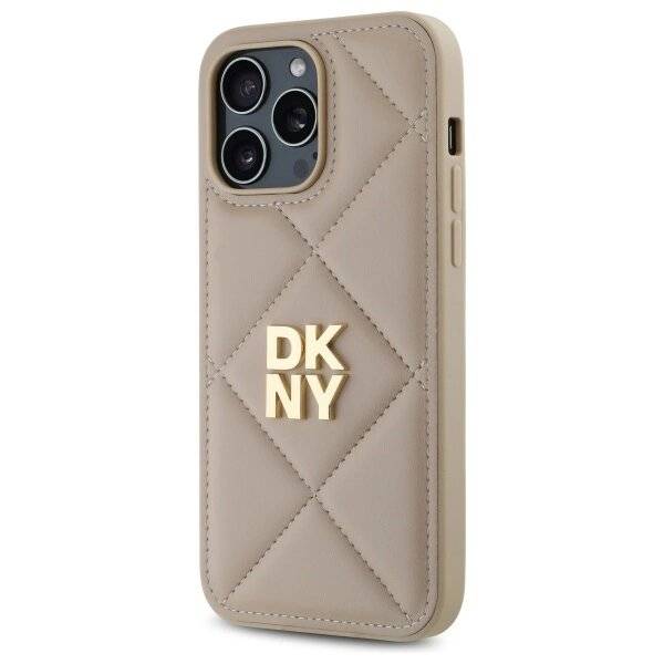 DKNY Quilted Stack Logo Hülle iPhone 14 Pro – Beige