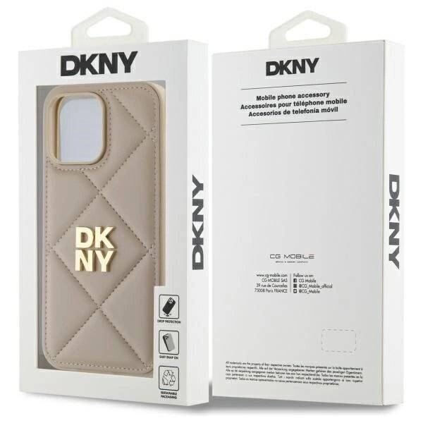 DKNY Quilted Stack Logo Hülle iPhone 14 Pro – Beige