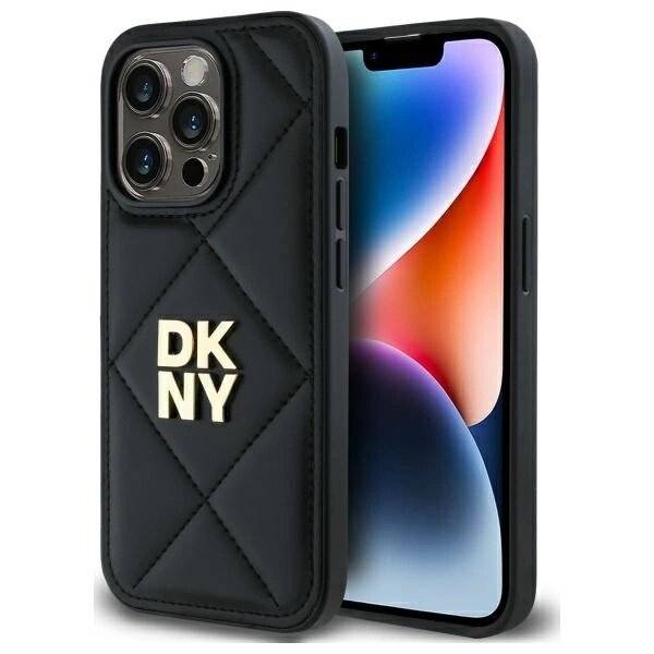 DKNY Quilted Stack Logo Hülle iPhone 14 Pro – Schwarz