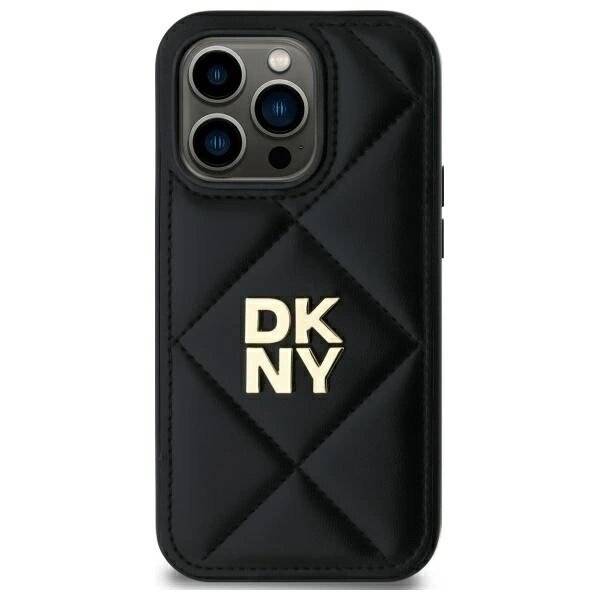 DKNY Quilted Stack Logo Hülle iPhone 14 Pro – Schwarz