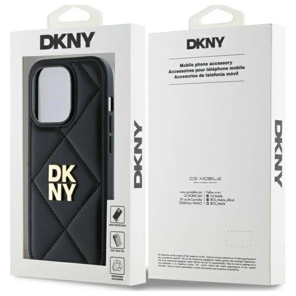 DKNY Quilted Stack Logo Hülle iPhone 14 Pro – Schwarz