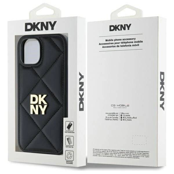 DKNY Quilted Stack Logo Hülle iPhone 14 – Schwarz
