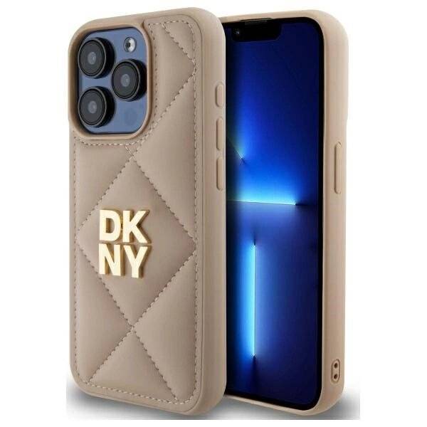 DKNY Quilted Stack Logo Hülle iPhone 15 Pro – Beige