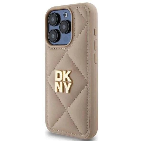 DKNY Quilted Stack Logo Hülle iPhone 15 Pro – Beige