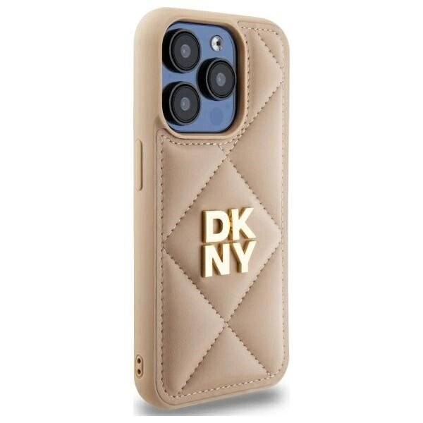 DKNY Quilted Stack Logo Hülle iPhone 15 Pro – Beige