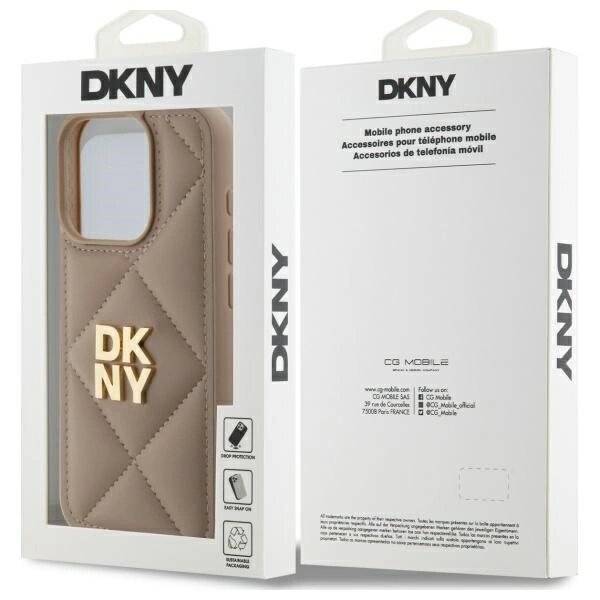 DKNY Quilted Stack Logo Hülle iPhone 15 Pro – Beige