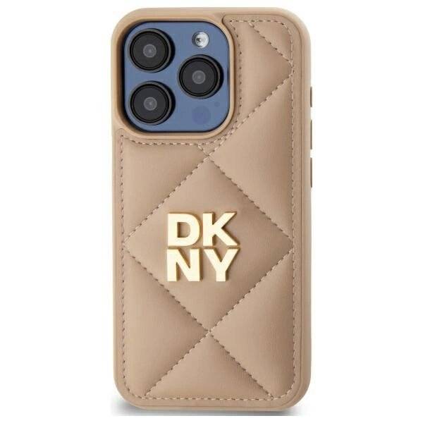 DKNY Quilted Stack Logo Hülle iPhone 15 Pro – Beige