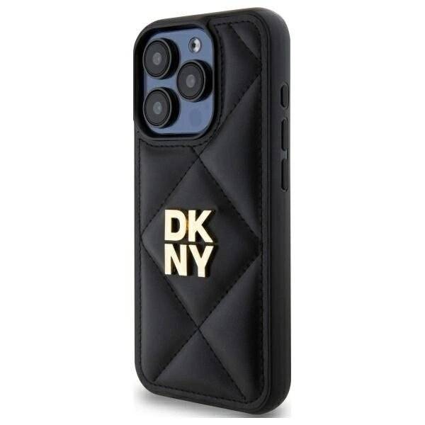 DKNY Quilted Stack Logo Hülle iPhone 15 Pro – Schwarz