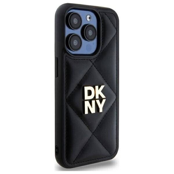 DKNY Quilted Stack Logo Hülle iPhone 15 Pro – Schwarz