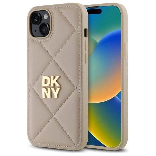 DKNY Quilted Stack Logo Hülle iPhone 15 Plus – Beige