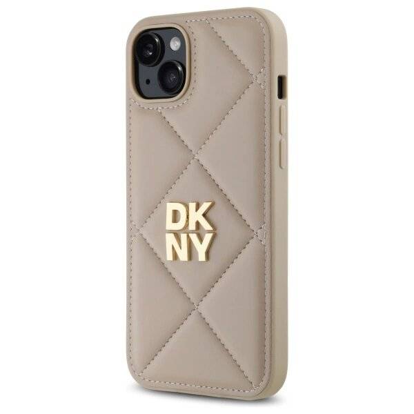 DKNY Quilted Stack Logo Hülle iPhone 15 Plus – Beige