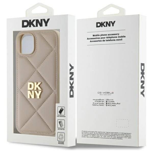 DKNY Quilted Stack Logo Hülle iPhone 15 Plus – Beige