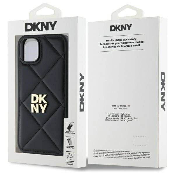 DKNY Quilted Stack Logo Hülle iPhone 15 Plus – Schwarz