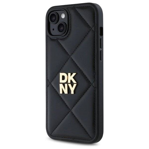 DKNY Quilted Stack Logo Hülle iPhone 15 Plus – Schwarz