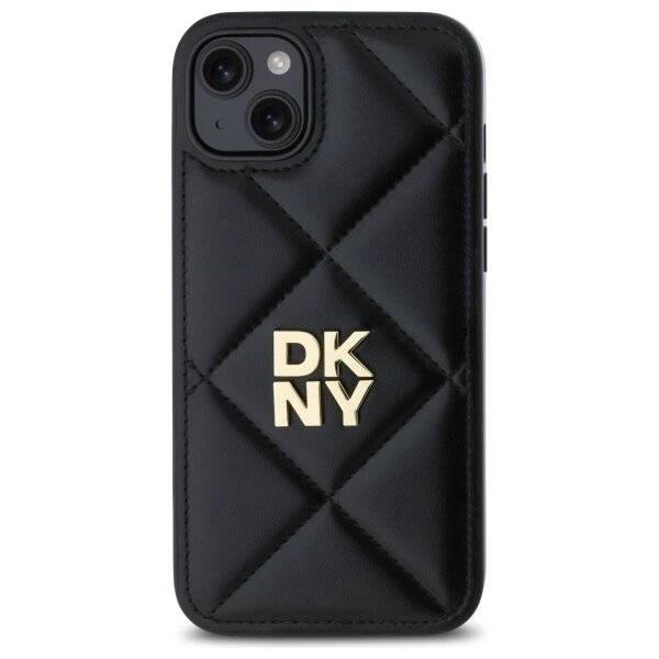 DKNY Quilted Stack Logo Hülle iPhone 15 Plus – Schwarz