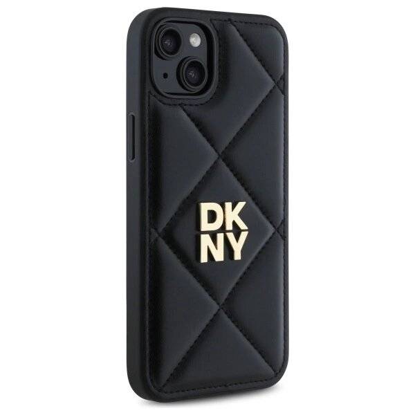DKNY Quilted Stack Logo Hülle iPhone 15 Plus – Schwarz