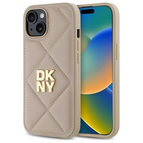 DKNY Quilted Stack Logo Hülle iPhone 15 – Beige