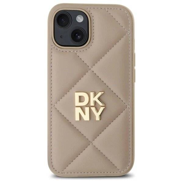DKNY Quilted Stack Logo Hülle iPhone 15 – Beige