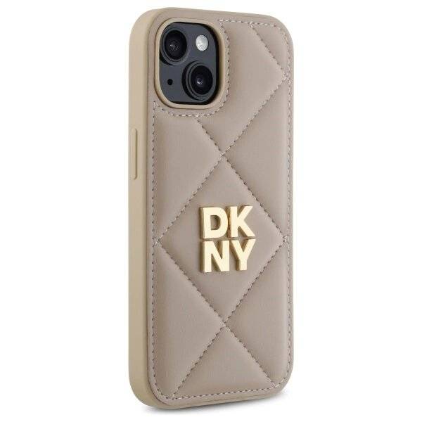 DKNY Quilted Stack Logo Hülle iPhone 15 – Beige
