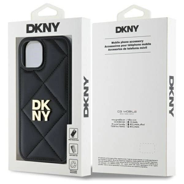 DKNY Quilted Stack Logo Hülle iPhone 15 – Schwarz