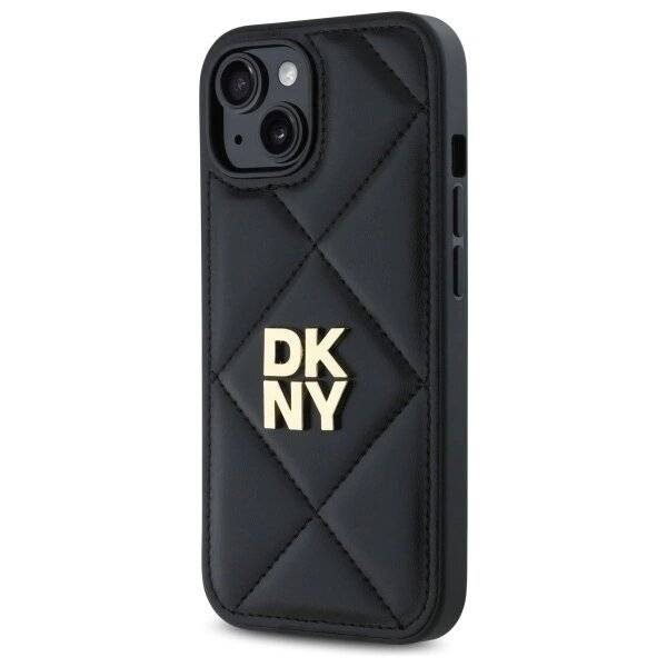 DKNY Quilted Stack Logo Hülle iPhone 15 – Schwarz